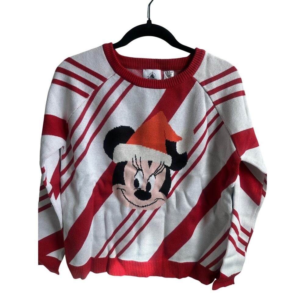 Disney Minnie Mouse Santa Christmas Sweater Women's Small Red White Holiday Knit